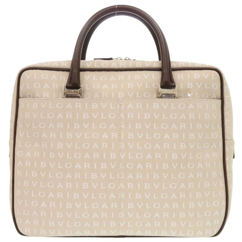 Bvlgari Logomania Canvas Beige Business Bag Handbag 2083 Bvlgari