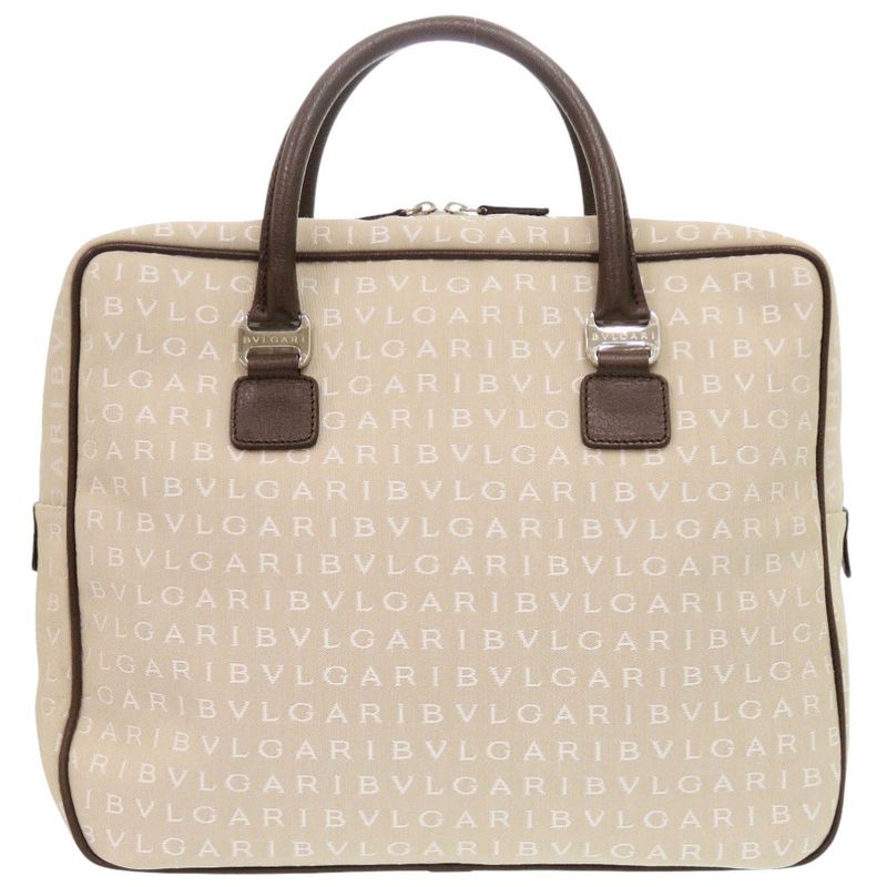 Bvlgari Logomania Canvas Beige Business Bag Handbag 2083 Bvlgari