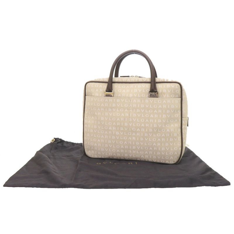 Bvlgari Logomania Canvas Beige Business Bag Handbag 2083 Bvlgari