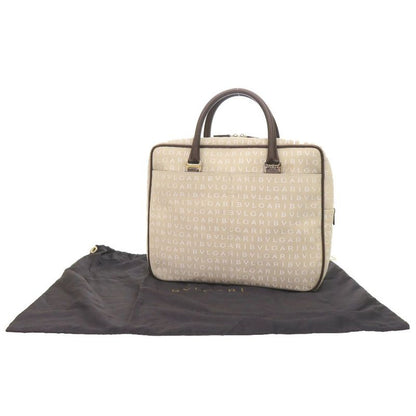 Bvlgari Logomania Canvas Beige Business Bag Handbag 2083 Bvlgari