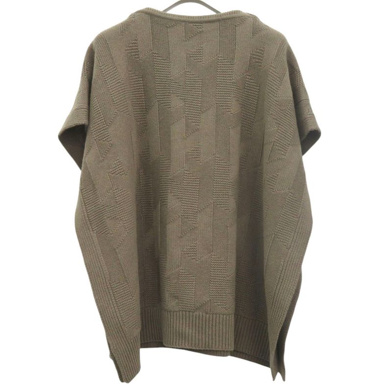 Hermes H Motif Knit Poncho Cape H4h2904d3dk34 Size 34 Wool Etoupe Brown 0244