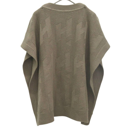 Hermes H Motif Knit Poncho Cape H4h2904d3dk34 Size 34 Wool Etoupe Brown 0244