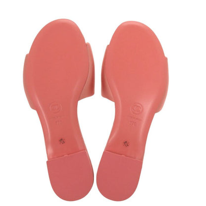 Unused Chanel Flat Sandals G38858 Here Mark Satin Pink 0424 Chanel