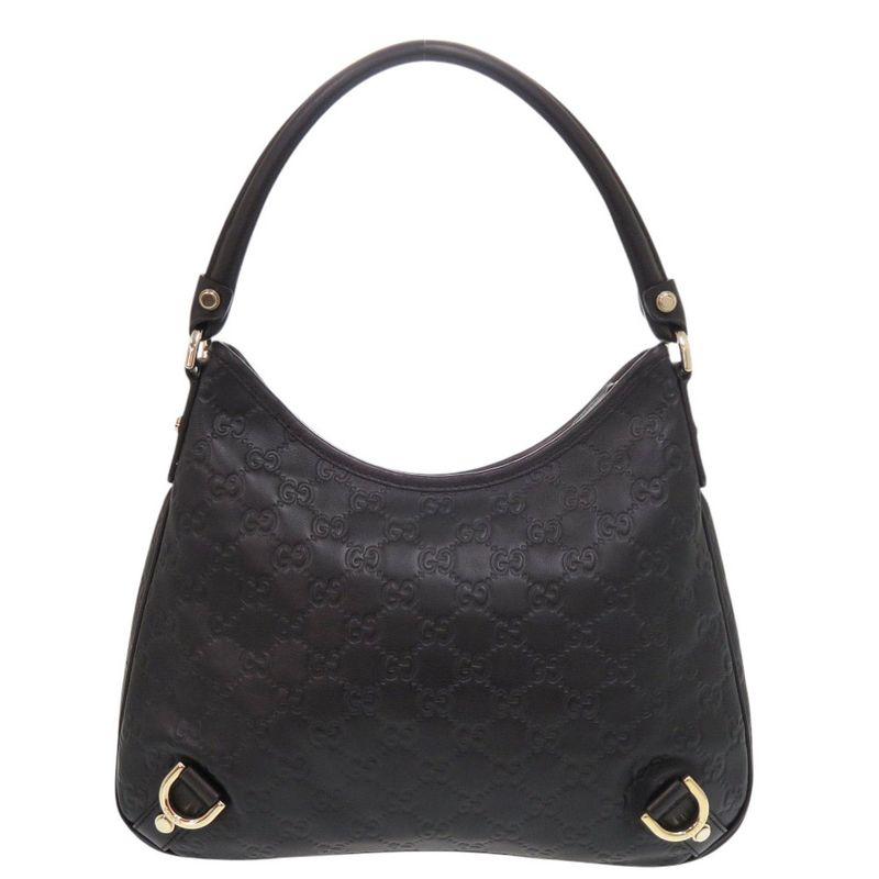 Gucci Abbey Guccissima 13078 One Shoulder Bag Leather Black Handbag Black 0282