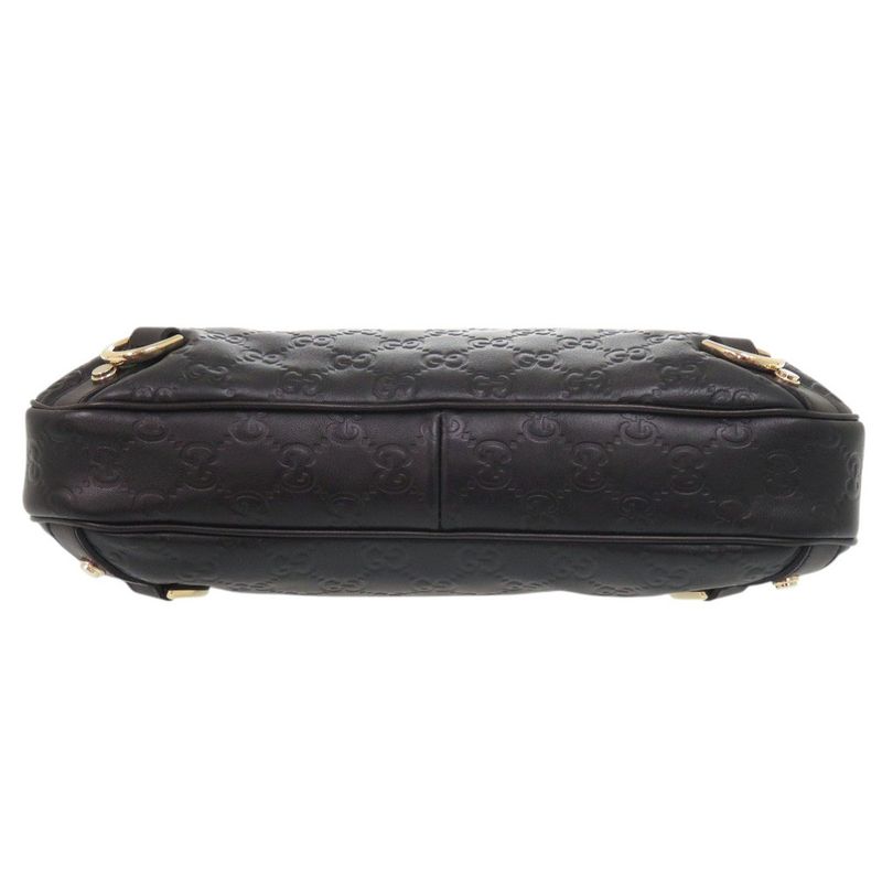 Gucci Abbey Guccissima 13078 One Shoulder Bag Leather Black Handbag Black 0282