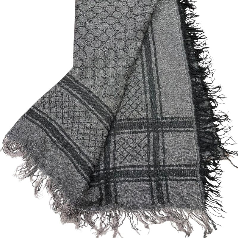 Em1252 Gucci Large Shawl Fringe Lamé Gray - Shawl