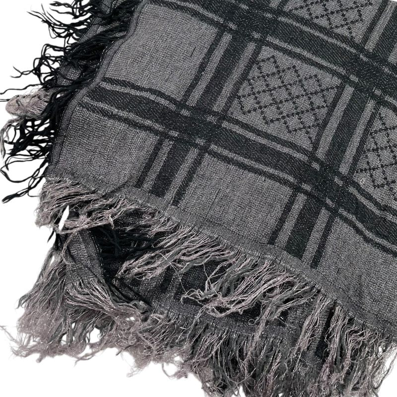 Em1252 Gucci Large Shawl Fringe Lamé Gray - Shawl