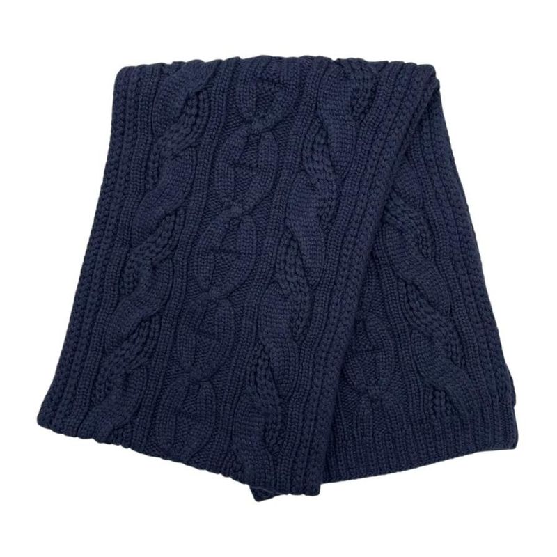 Hermes Muffler - Cable - Maillon H394840t 04 Cashmere Knit Marine Navy - Hermes
