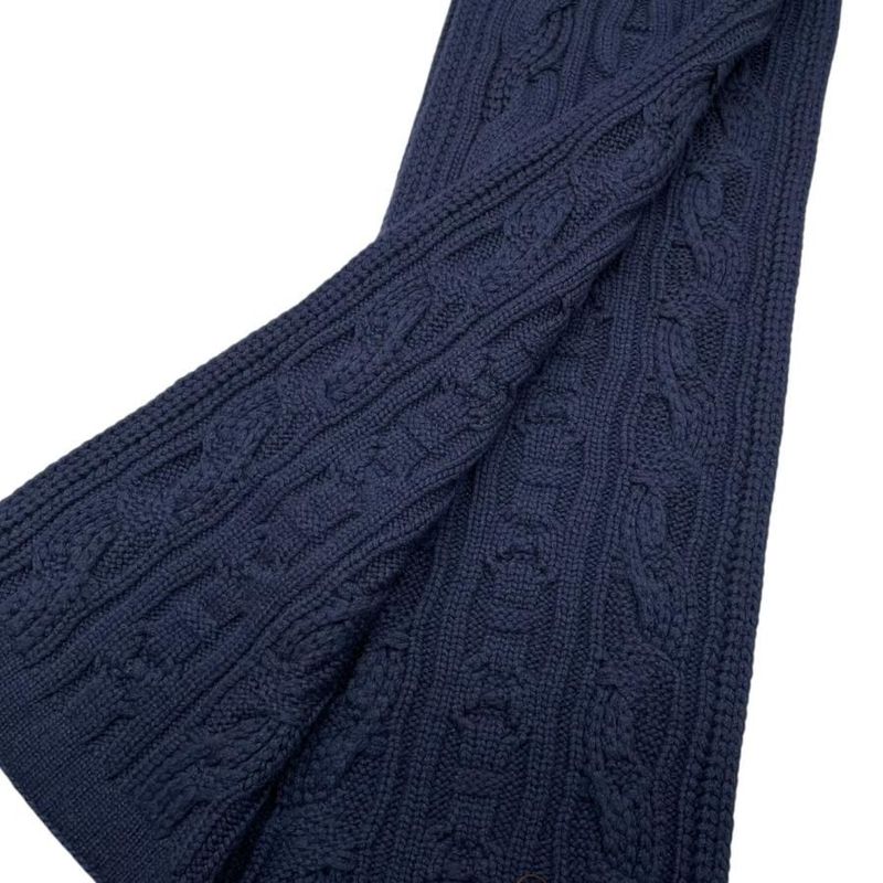 Hermes Muffler - Cable - Maillon H394840t 04 Cashmere Knit Marine Navy - Hermes