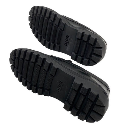 Christian DIOR Explorer Loafer Leather Shoes Leather Black Beige Oblique Men's