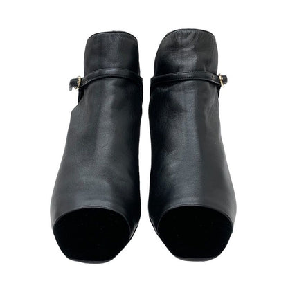 Chanel Boots Short Boots Shoes Leather Velor Black Logo Unused