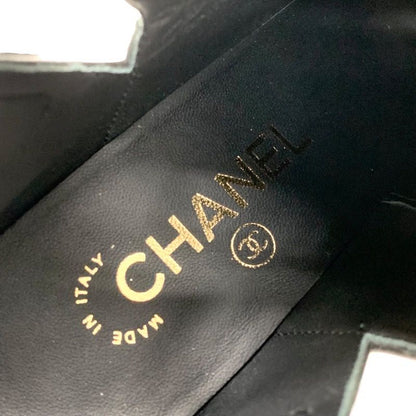 Chanel Boots Short Boots Shoes Leather Velor Black Logo Unused
