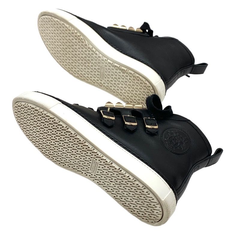 Hermes Lennox Sneakers High Cut Sneakers Exlibris Studs Corriedo Chien Leather