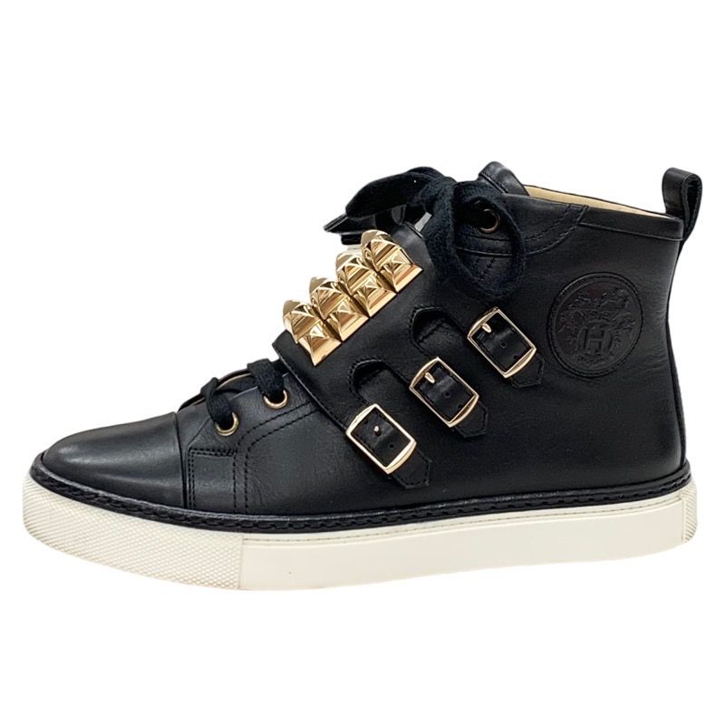 Hermes Lennox Sneakers High Cut Sneakers Exlibris Studs Corriedo Chien Leather
