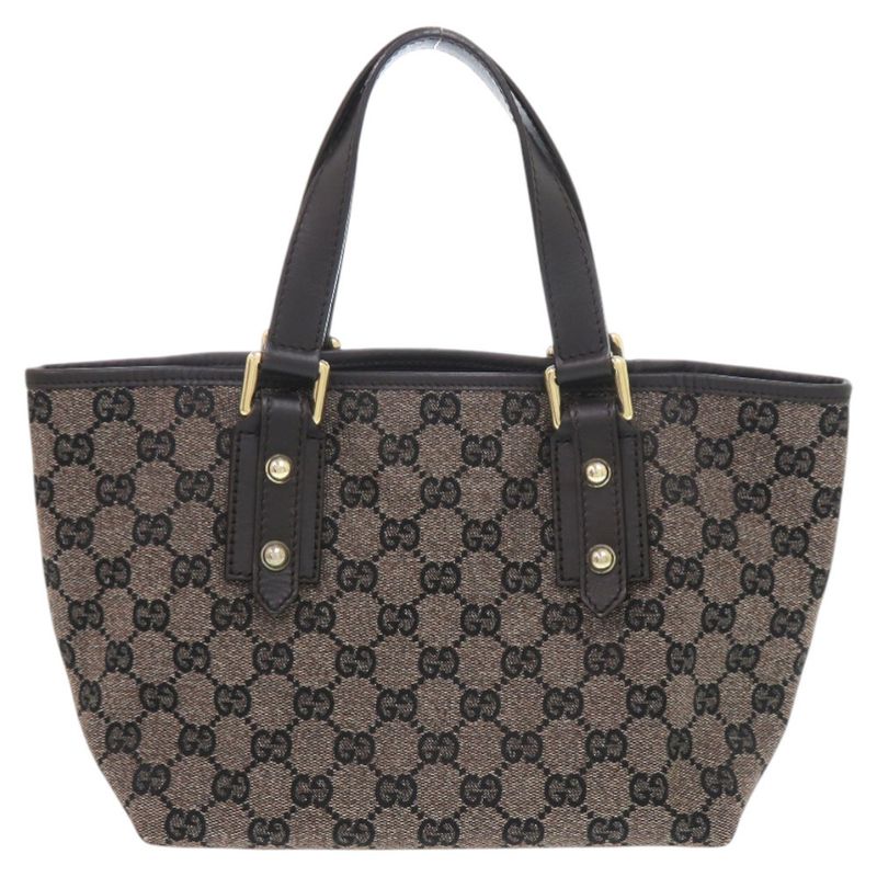 Gucci GG Tote 257249 GG Canvas Brown Gold Hardware Brown Handbag 1293 Gucci