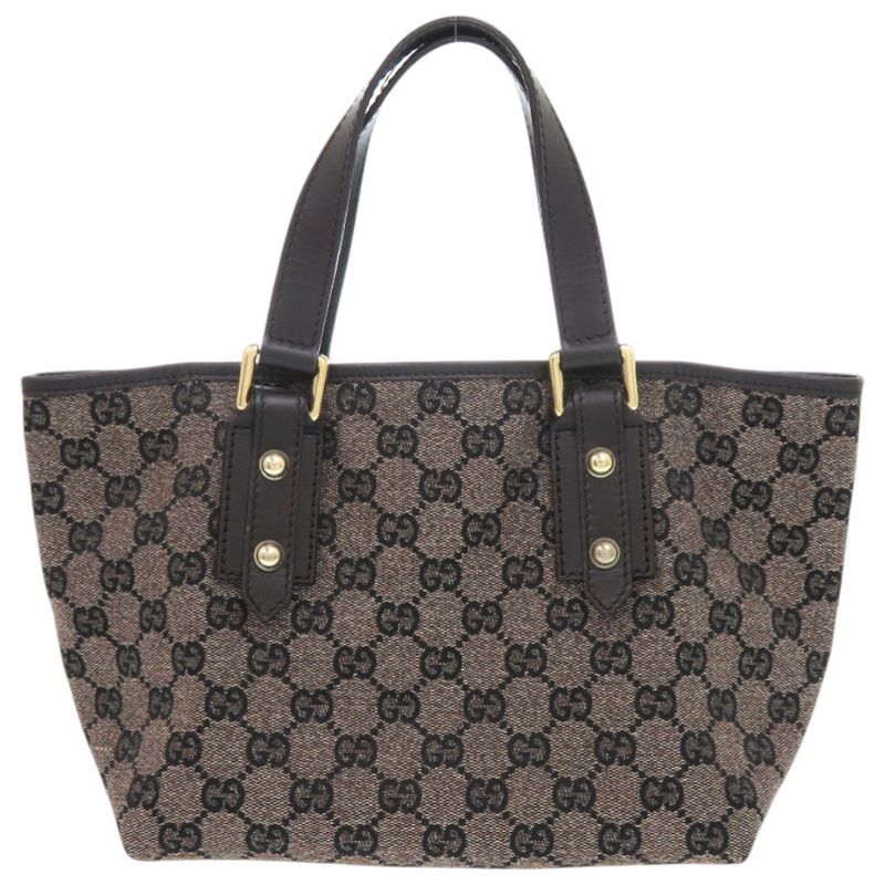 Gucci GG Tote 257249 GG Canvas Brown Gold Hardware Brown Handbag 1293 Gucci
