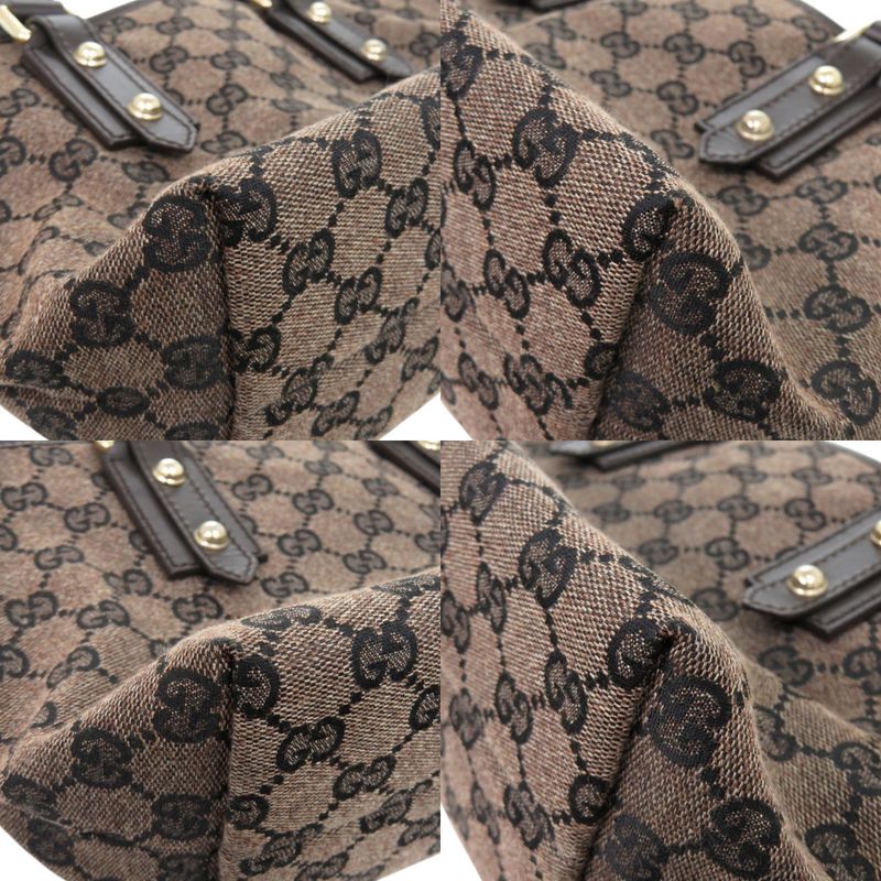 Gucci GG Tote 257249 GG Canvas Brown Gold Hardware Brown Handbag 1293 Gucci