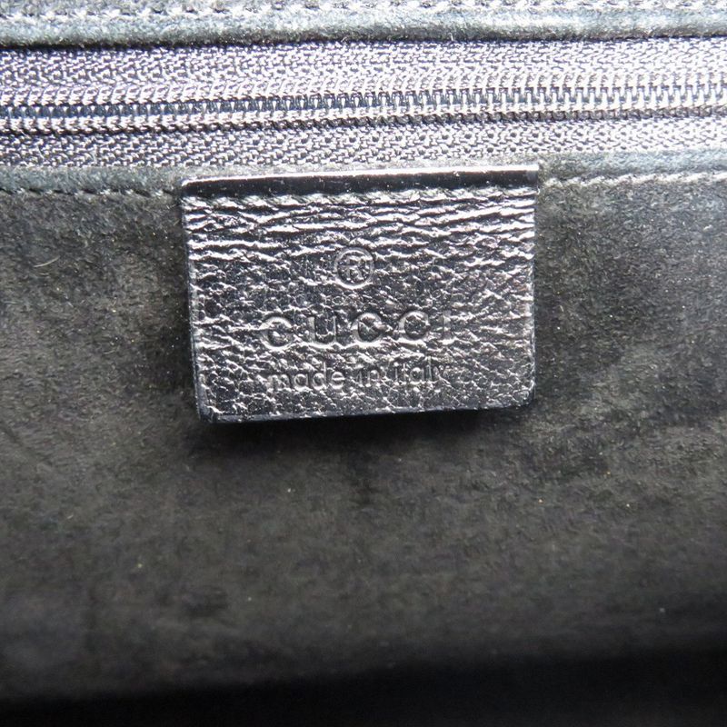 Gucci One Shoulder Hobo 001 3752 Suede Plastic Leather Silver Hardware Black