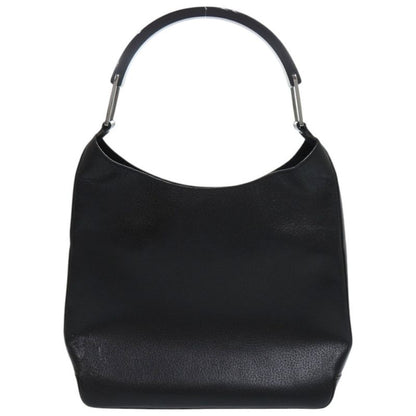 Gucci One Shoulder Hobo 001 3752 Suede Plastic Leather Silver Hardware Black
