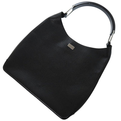 Gucci One Shoulder Hobo 001 3752 Suede Plastic Leather Silver Hardware Black
