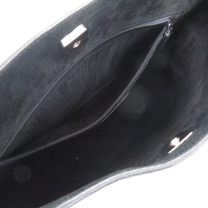 Gucci One Shoulder Hobo 001 3752 Suede Plastic Leather Silver Hardware Black