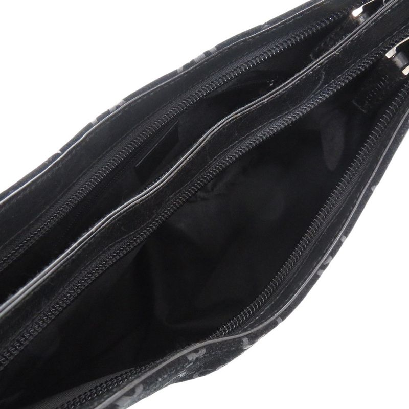 Gucci One Shoulder 001 3778 Suede Metal Leather Black Silver Hardware Black