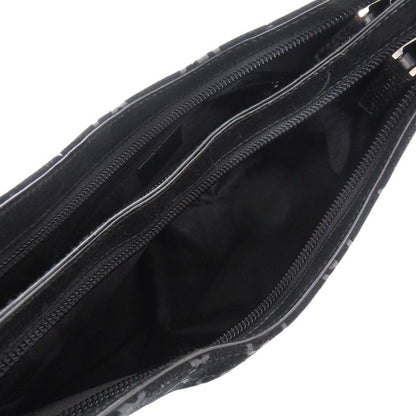 Gucci One Shoulder 001 3778 Suede Metal Leather Black Silver Hardware Black