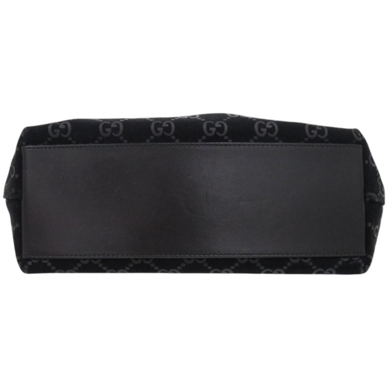 Gucci One Shoulder 001 3778 Suede Metal Leather Black Silver Hardware Black