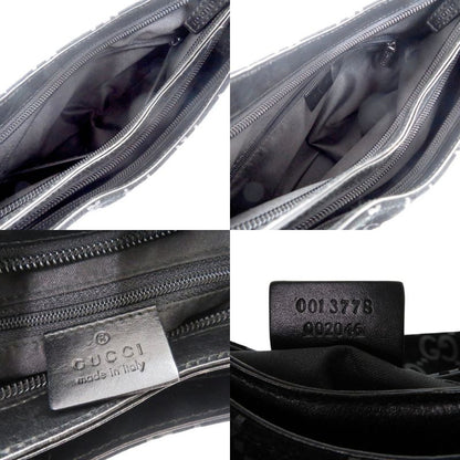 Gucci One Shoulder 001 3778 Suede Metal Leather Black Silver Hardware Black