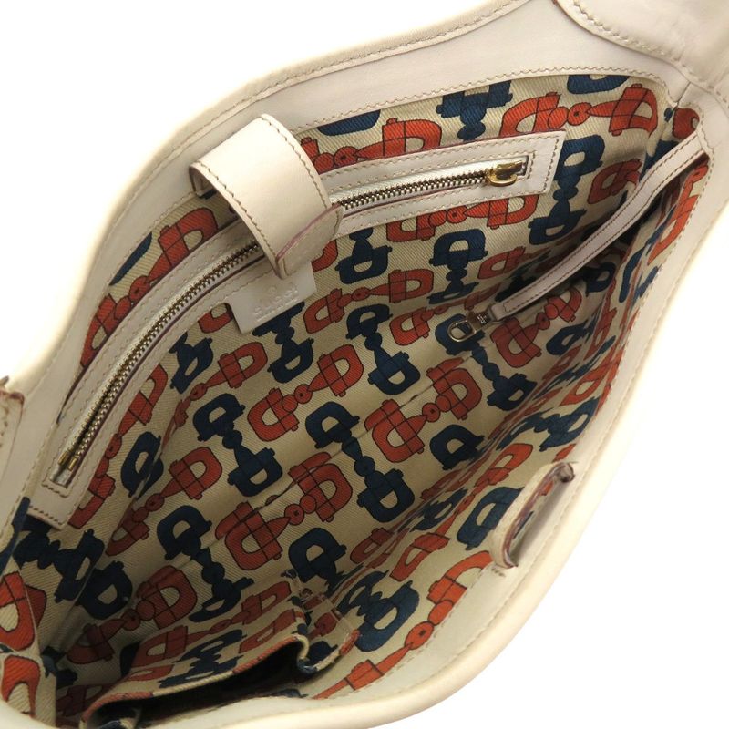 Gucci One Shoulder Guccissima 145778 Leather Ivory Gold Hardware White Handbag