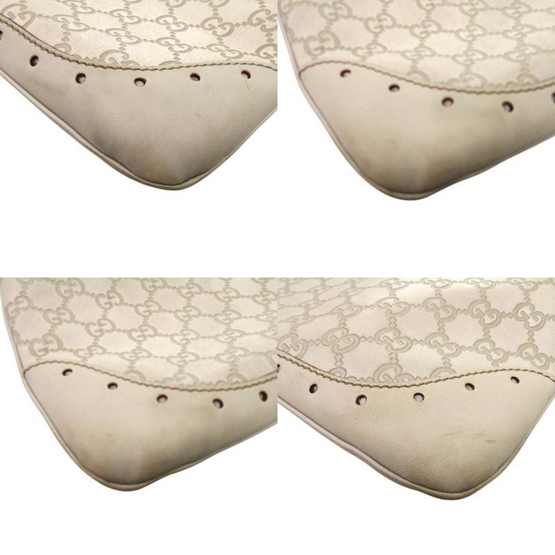 Gucci One Shoulder Guccissima 145778 Leather Ivory Gold Hardware White Handbag