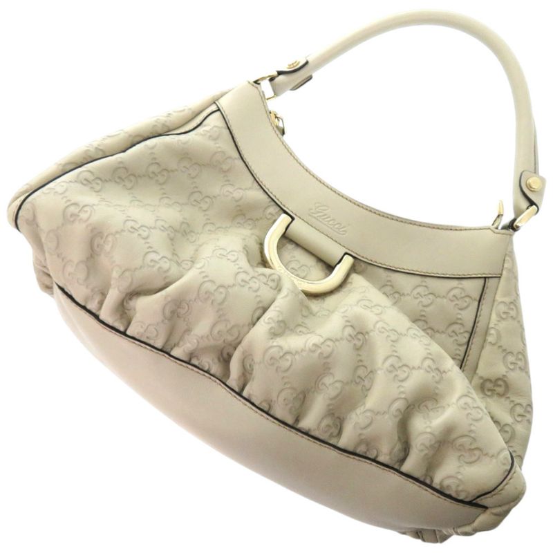 Gucci One Shoulder Bag Guccissima Abbey 190525 Leather Ivory Gold Hardware