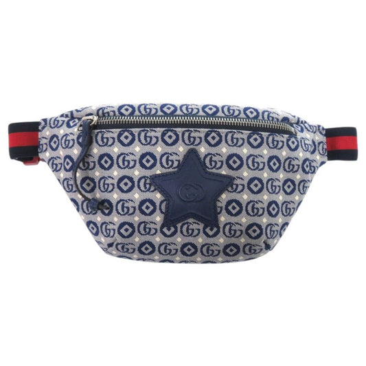 Gucci Children's Waist Pouch Star 502095 Canvas Leather Blue Waist Bag 1584