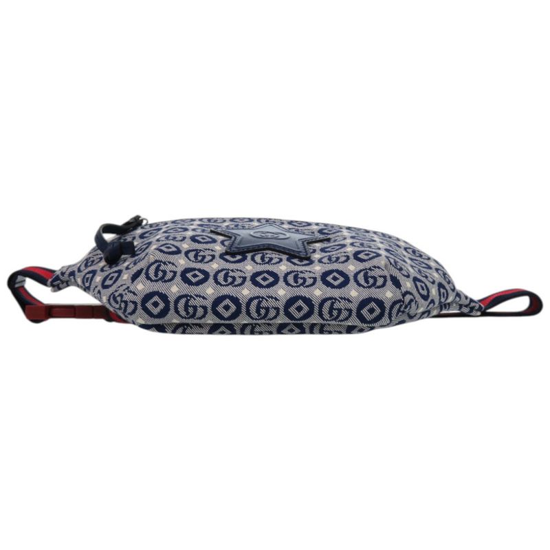 Gucci Children's Waist Pouch Star 502095 Canvas Leather Blue Waist Bag 1584