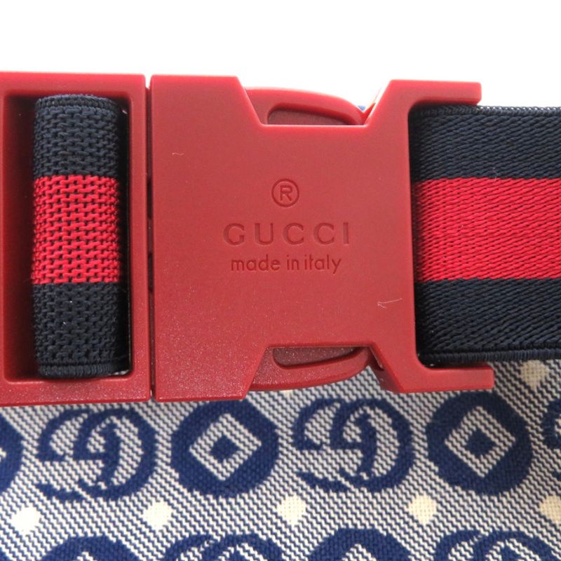 Gucci Children's Waist Pouch Star 502095 Canvas Leather Blue Waist Bag 1584