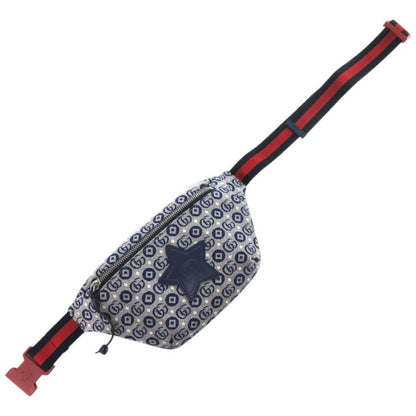 Gucci Children's Waist Pouch Star 502095 Canvas Leather Blue Waist Bag 1584