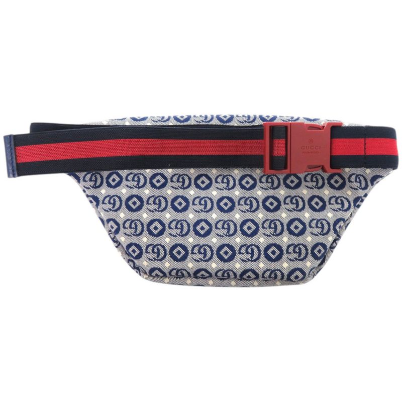 Gucci Children's Waist Pouch Star 502095 Canvas Leather Blue Waist Bag 1584