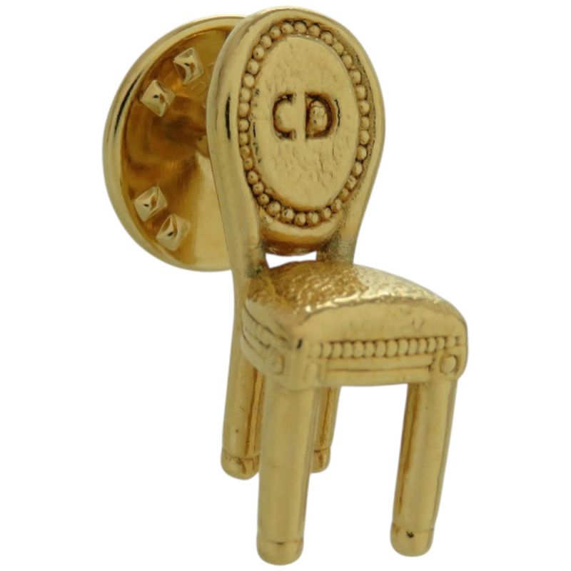 Christian Dior Pin Chair Vintage Metal Gold Brooch 2128 Christian Dior