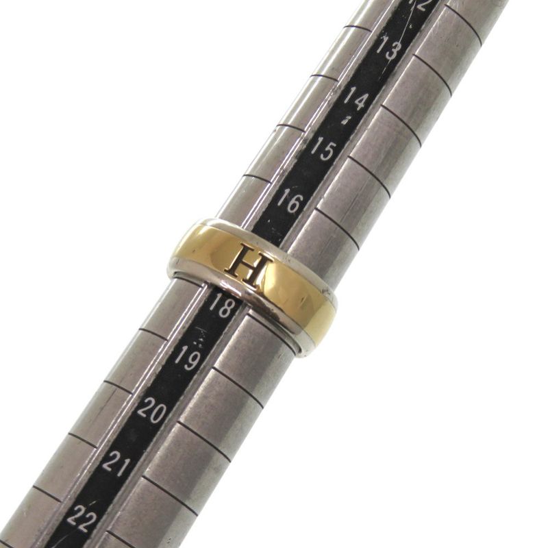 Hermes H Logo Silver 925 18k Yellow Gold Size 58 Silver Ring 1633 Hermes