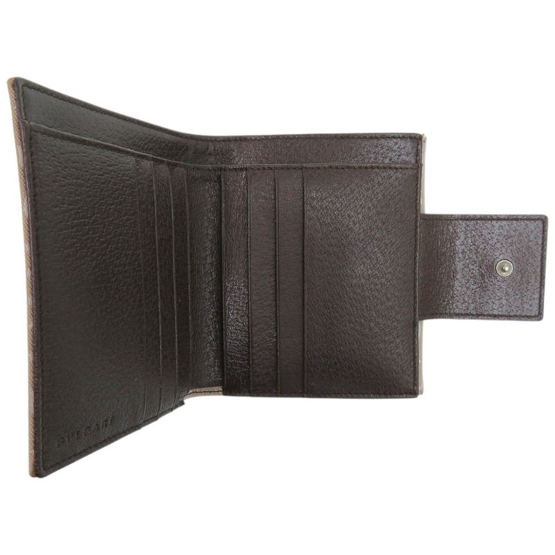 Bvlgari Logomania Canvas Leather Silver Hardware Beige Bifold Wallet 0445