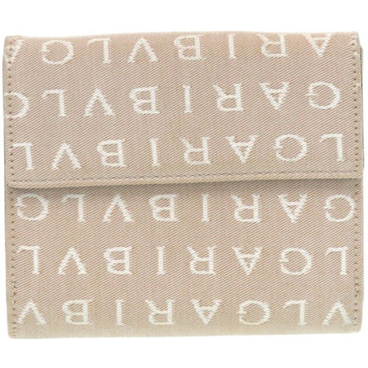Bvlgari Logomania Canvas Leather Silver Hardware Beige Bifold Wallet 0445