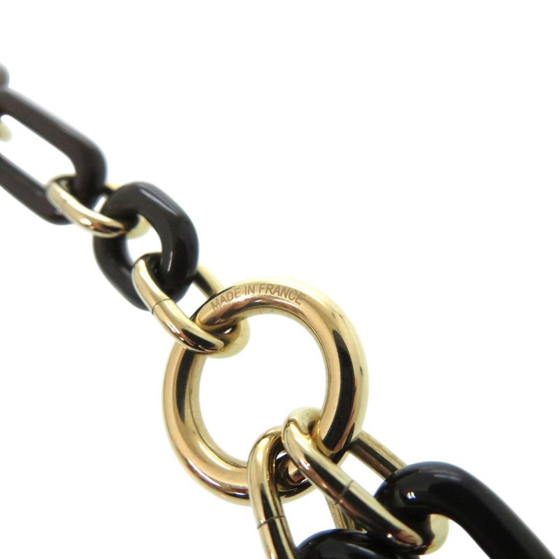 Hermes Resille Buffalo Horn GP Black Long Necklace 0252 Hermes