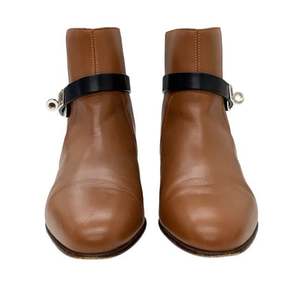 Hermes Neo Boots Short Boots Shoes Leather Brown Black Brown Kelly Hardware