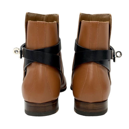 Hermes Neo Boots Short Boots Shoes Leather Brown Black Brown Kelly Hardware