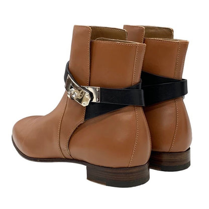 Hermes Neo Boots Short Boots Shoes Leather Brown Black Brown Kelly Hardware