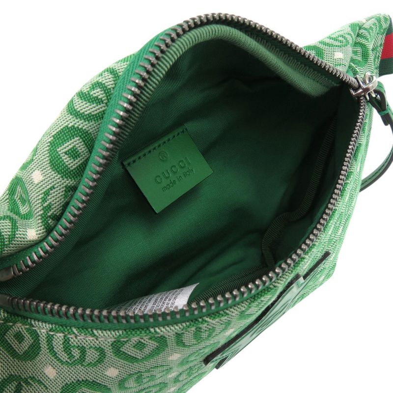 Unused Gucci Children's Waist Pouch Star 502095 527066 Canvas Leather Green
