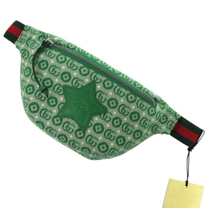 Unused Gucci Children's Waist Pouch Star 502095 527066 Canvas Leather Green