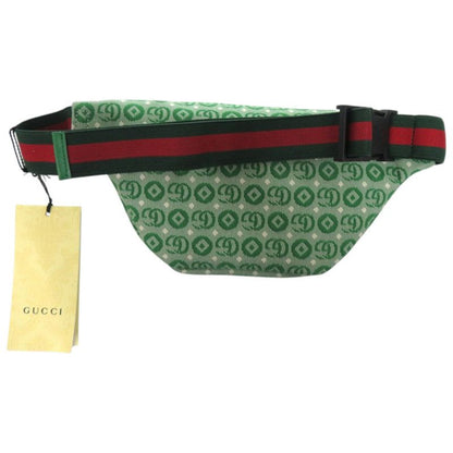 Unused Gucci Children's Waist Pouch Star 502095 527066 Canvas Leather Green