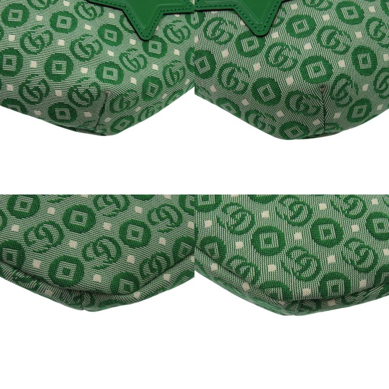 Unused Gucci Children's Waist Pouch Star 502095 527066 Canvas Leather Green