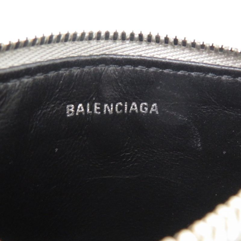Balenciaga Everyday 551990 Leather Silver Card Case Coin Case Wallet 0017